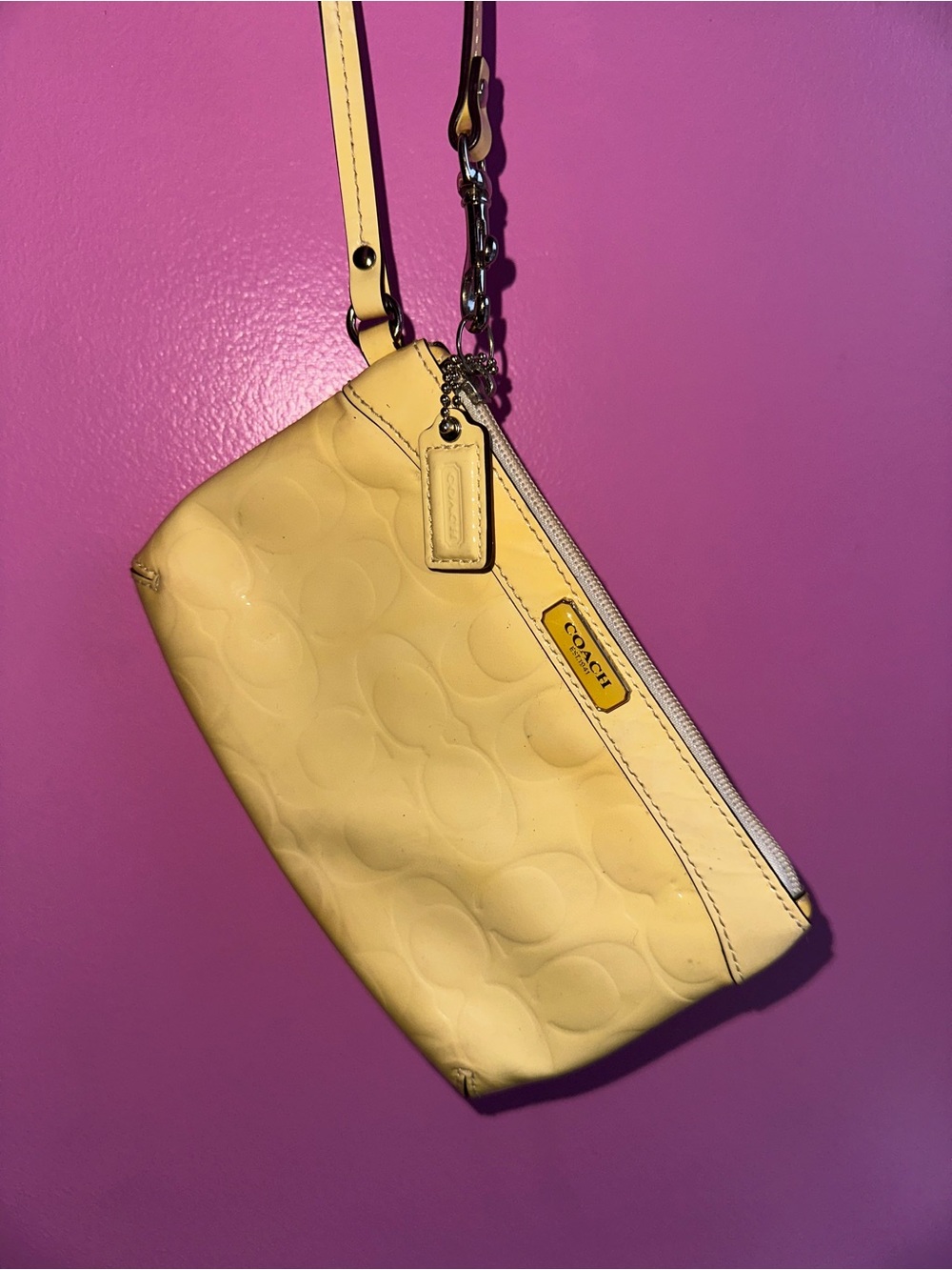 Coach Vintage Yellow Signature Patent Leather Wristlet